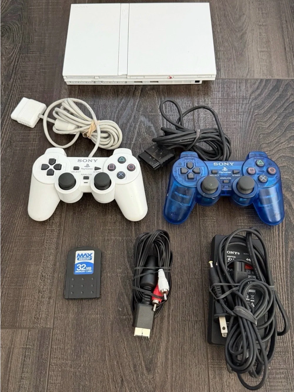 Sony PlayStation 2 PS2 Slim White Console Bundle 20 Games 2 Controllers